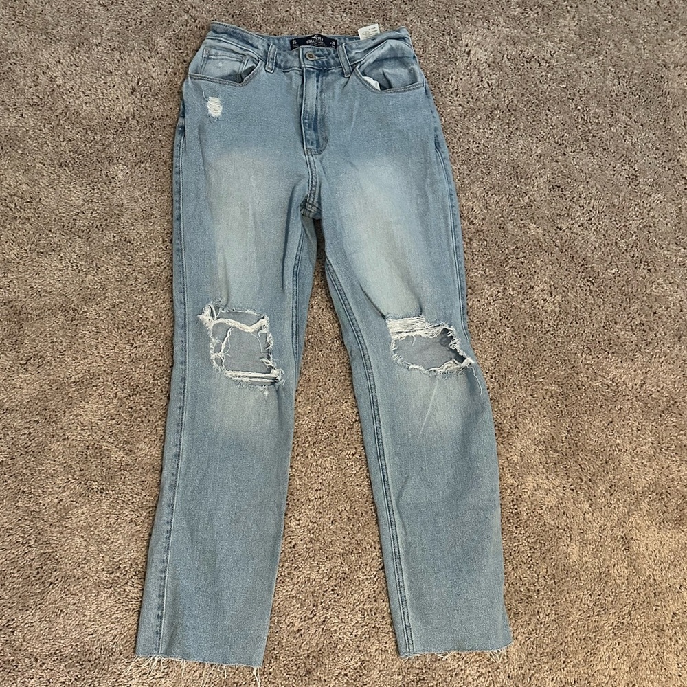 Hollister Women's Light Blue Straight Leg Jeans